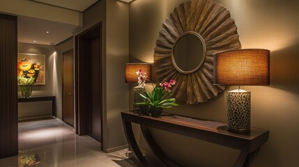 Elegant Apartment Entryway With Console Table And Mirror