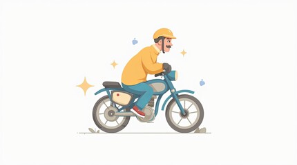 Fototapeta premium A man is riding a blue motorcycle