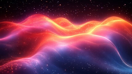 Obraz premium Cosmic Nebula: Celestial Waves of Red and Blue