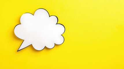 vibrant yellow background features white speech bubble, perfect for conveying messages or thoughts