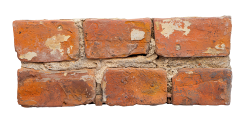 Part of a brick wall isolated on transparent background