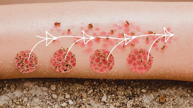 Skin Allergy Progression Stages of Insect Bite Reaction