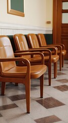 Waiting area leather chairs, interior,  calm atmosphere, office space,  possible use for commercial use
