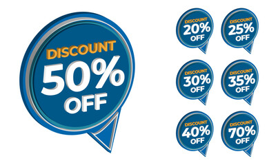 Set of Creative Sale Tag and Price Discount Labels 3D for promotion and business. Vector Illustrations.