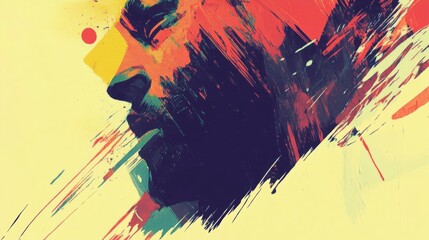 Obraz premium Abstract Portrait: A Burst of Color and Emotion