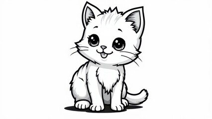 Obraz premium Cute kitten coloring pages printable featuring an adorable kitten with big eyes and a playful expression.
