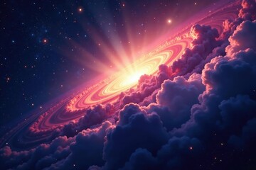 Swirling gas clouds in the vastness of space with twinkling stars, nebula, nebular clouds, interstellar medium