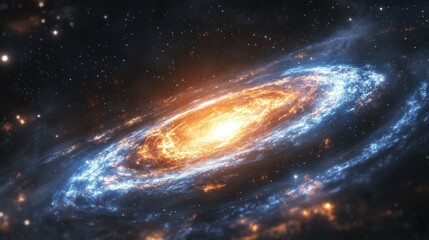 Obraz premium A brilliant spiral galaxy shines in the vast cosmic darkness