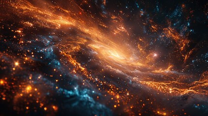 Naklejka premium A mesmerizing cosmic scene featuring a vibrant wormhole spiral illuminated by swirling stars and energy. Perfect for depicting the beauty of the universe.