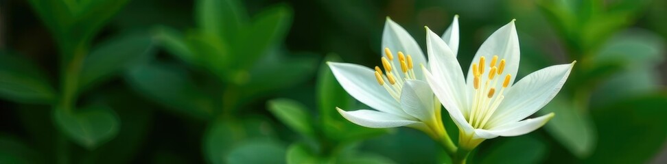 Obraz premium White crinum americanum flowers with long thin petals blooming on the surface, blooming, flower, spider lily