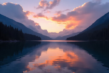 Fototapeta premium sunset over lake