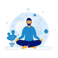 old man doing yoga  vector flat illustration