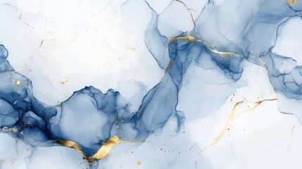 Fototapeta premium Abstract Blue and Gold Ink Wash Painting