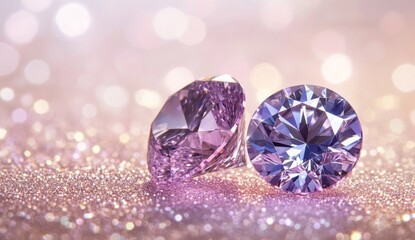 Purple Diamonds on Glittery Background