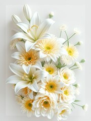 Fototapeta premium Beautiful Bouquet of White and Yellow Flowers Arrangement Showcasing Natural Elegance and Charm