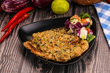 Tasty chicken steak with vegetables