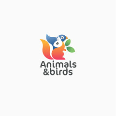Animals and birds vector logo