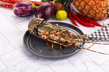 Raw wild fresh spiny lobster