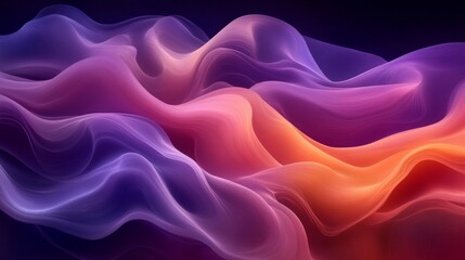 Obraz premium Abstract Purple and Orange Flowing Waves Digital Art