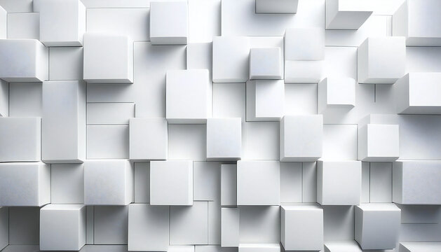 抽象的な白の幾何学的形状。白色の正方形のレイアウト背景。Abstract white geometric shapes.White color square layout background.