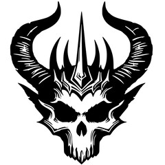Gothic metal skull silhouette vector design