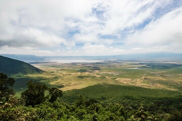 Breathtaking Panoramic View of Ngorongoro Crater in Tanzania, Serengeti, Tanzania, Africa