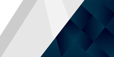 Obraz premium White and blue modern abstract wide banner with geometric shapes. Dark blue and white abstract background.
