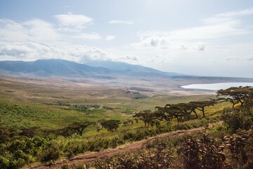 Obraz premium Panoramic Vista of Ngorongoro Crater, Serengeti, Tanzania, Africa