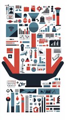 Abstract business infographic hands holding data