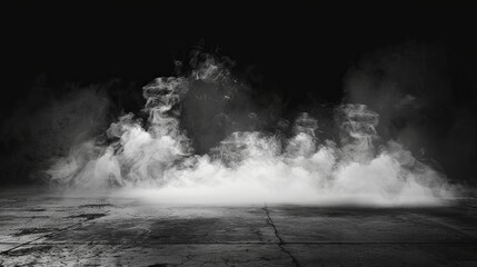 Atmospheric swirling smoke on a dark background with realistic floor haze, ideal for overlays, trailers, text openers, and promotional design backdrops