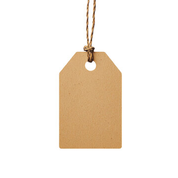 Blank brown tag hanging with twine string simple design