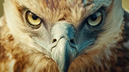 Naklejka premium Majestic philippine eagle stares intensely into the camera lens