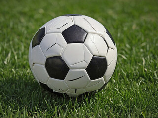 Obraz premium Classic Minimalist Soccer Ball on Fresh Grass