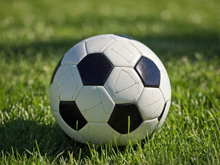 Fototapeta premium Classic Minimalist Soccer Ball on Fresh Grass