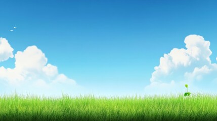 Obraz premium Serene Green Meadow Under a Summer Sky