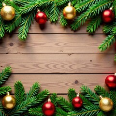 Horizontal wooden banner with garlands of evergreen branches and natural ornaments, Wooden Sign, Winter Wonderland, Wooden Banners