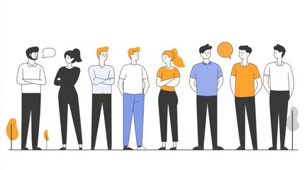 Sustainability reporting promotes corporate accountability. Diverse people standing together in a creative, illustrative style.