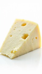 Crumbly blue cheese wedge, veins visible, white background, product, ingredient, snack