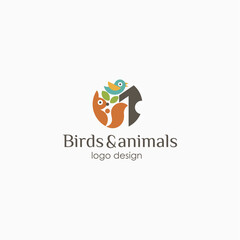 Animals and birds vector logo