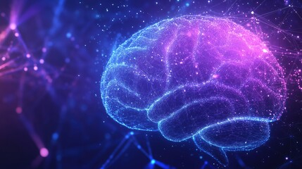 Abstract futuristic background with a glowing brain, artificial intelligence concept