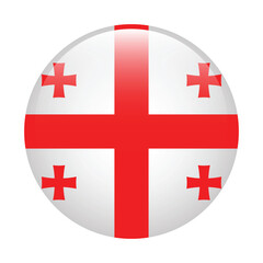 Flag of Georgia. Georgia button flag. Flag icon. Standard color. Round flag. 3d illustration. Digital illustration. Vector illustration.