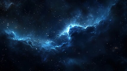 Naklejka premium Cosmic Nebula: A Celestial Tapestry of Blue and Dark