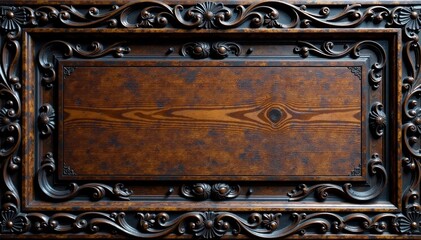 Intricately carved wooden furniture with dark patterns and curved vines, dark, vines, furniture