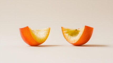 Halved Orange Apple Slices on a Light Background Showcasing Freshness and Vibrant Colors