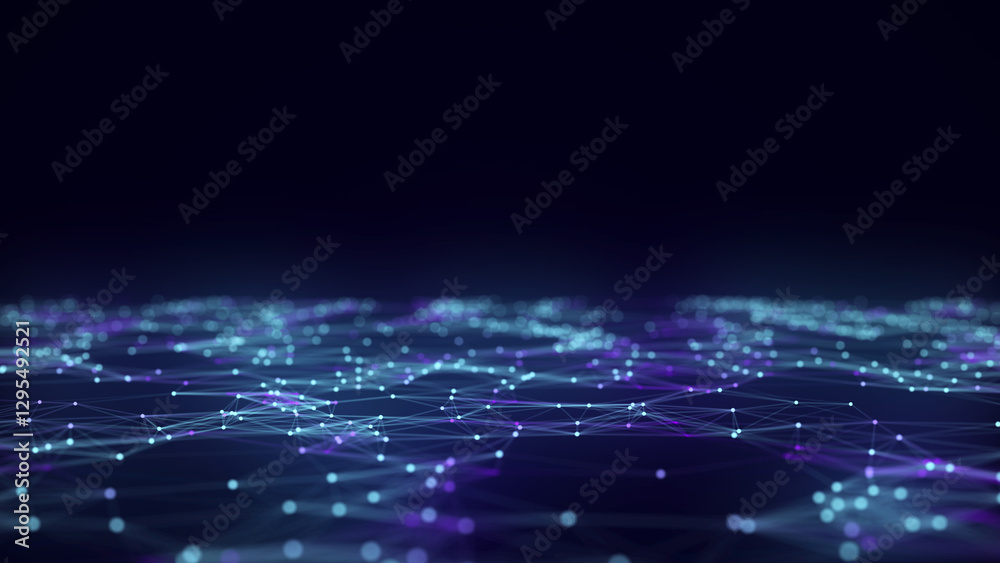 Aufkleber dynamic blue wave of particles and lines. abstract futuristic background. big data visualization. 3d