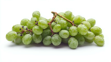 Fresh and juicy green grapes on white background.
