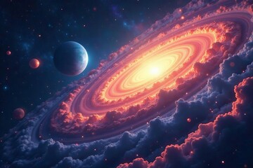 Vishnu cosmic slumber, celestial bodies swirl around, religious, divine, slumber