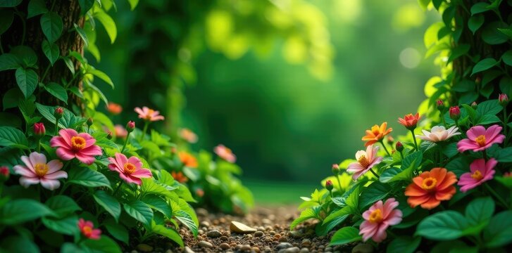 lush green foliage surrounds homalomena flowers, florals, verdant, garden