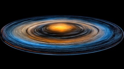 Abstract rendering of a planet or galaxy disk with rings