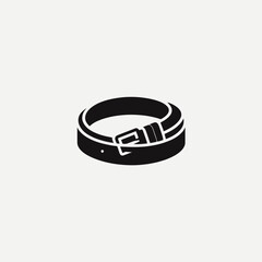 very simple flat and single minimalist Belt Silhouette in black on a white background